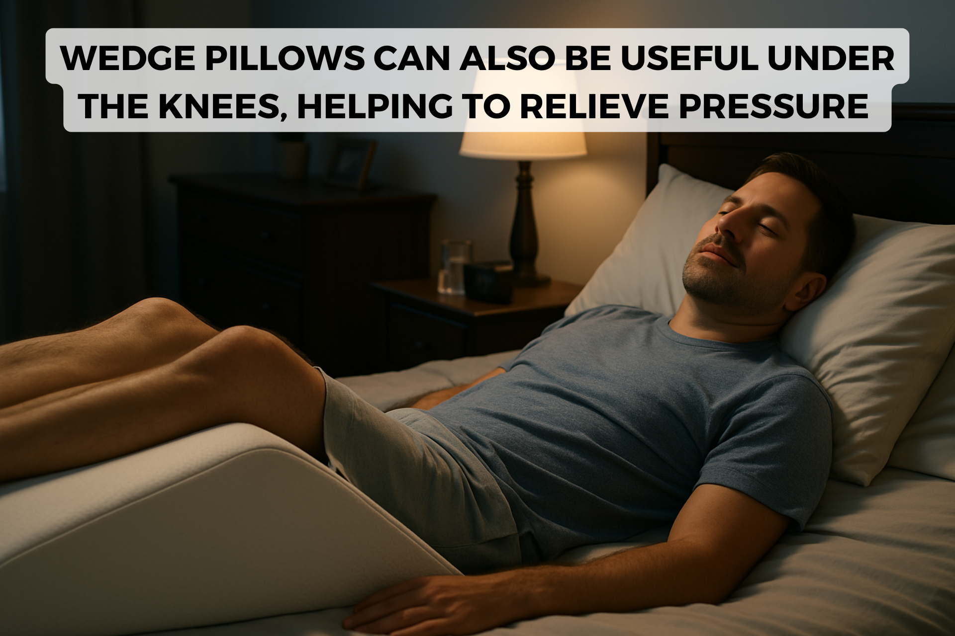 man sleeping with wedge pillow